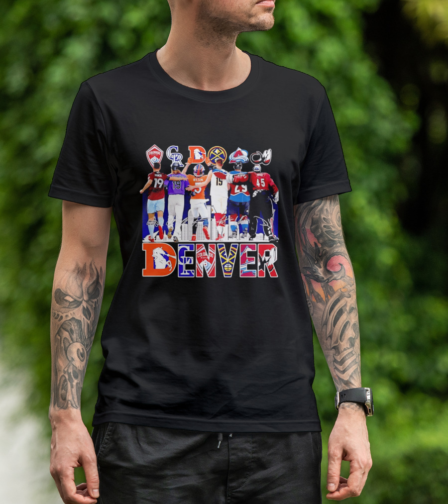 Denver Colorado Sports Collage With Price Wilson Skyline And Team Logos T-Shirt