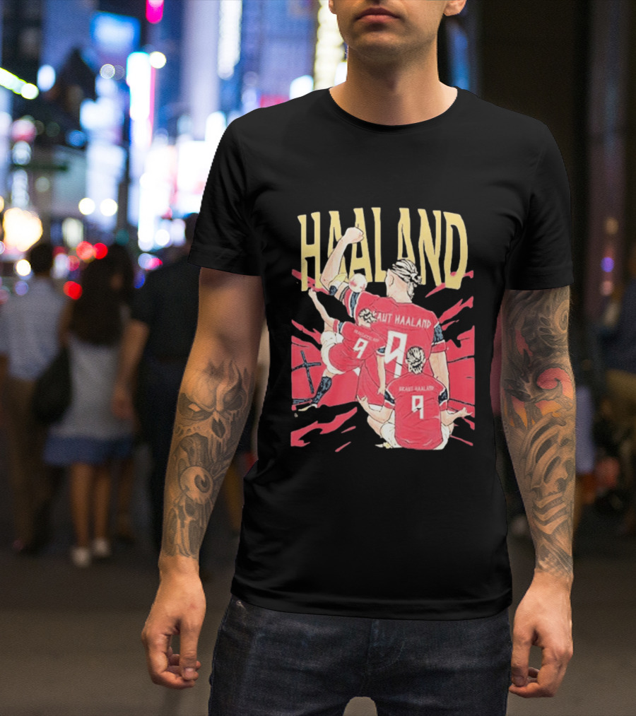 Haaland Cartoon Celebrating Norway Football Number 9 T-Shirt
