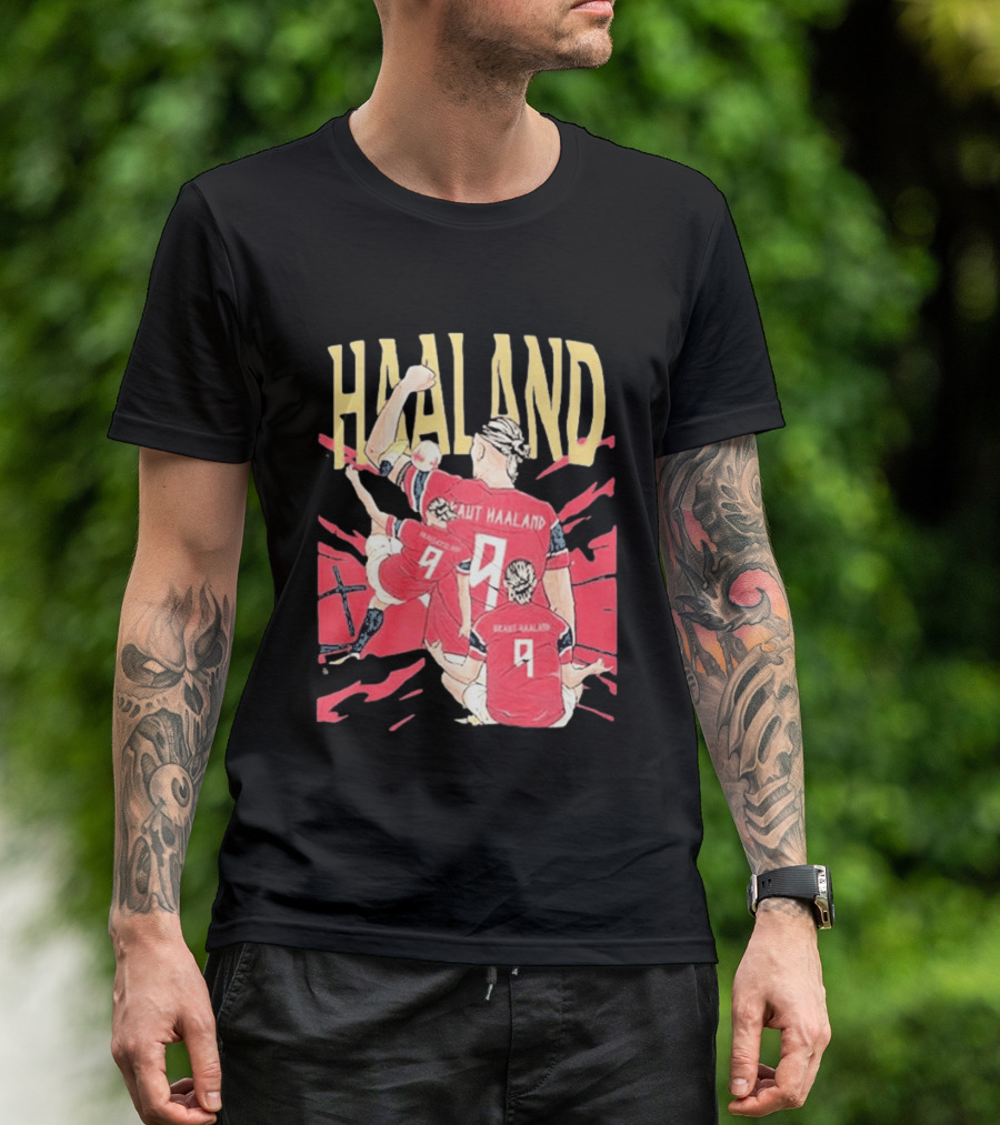 Haaland Cartoon Celebrating Norway Football Number 9 T-Shirt