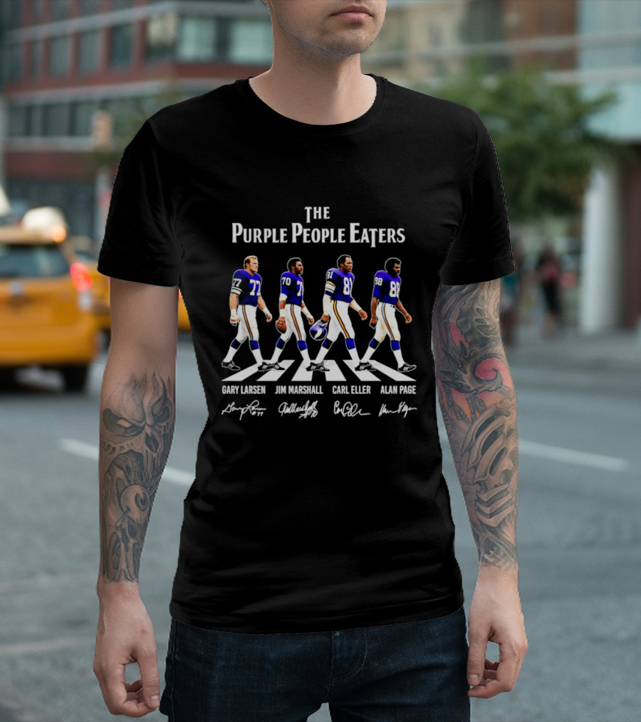 Minnesota Vikings The Purple People Eaters Gary Larsen Jim Marshall Carl Eller Alan Page Abbey Road T-Shirt