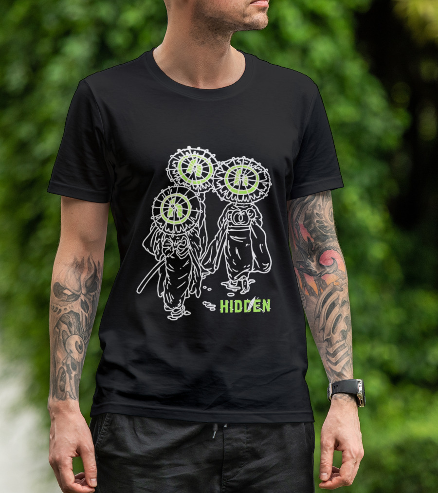 Hidden Dandelion Head Figures Walking Illuminated Halo T-Shirt