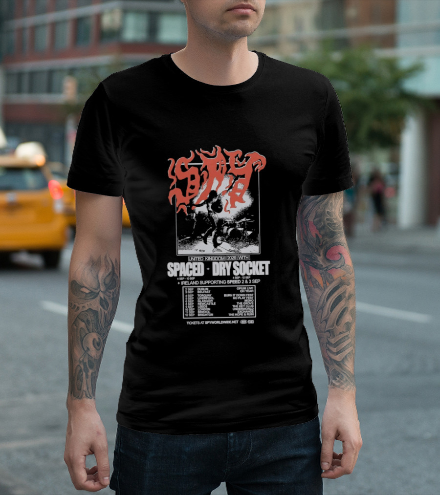 Spaced Dry Socket United Kingdom Ireland Supporting Spring 2026 Tour Dates T-Shirt