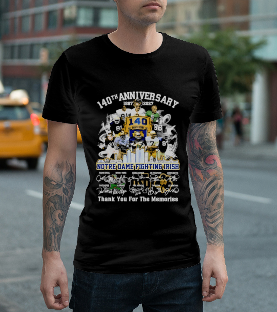 Notre Dame Fighting Irish 140th Anniversary Legends Thank You For The Memories T-Shirt