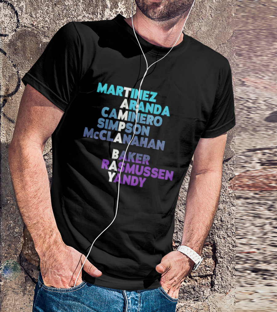 Tampa Bay Baseball 2026 Names Martinez Aranda Caminero Simpson McClanahan Baker Rasmussen Yandy T-Shirt