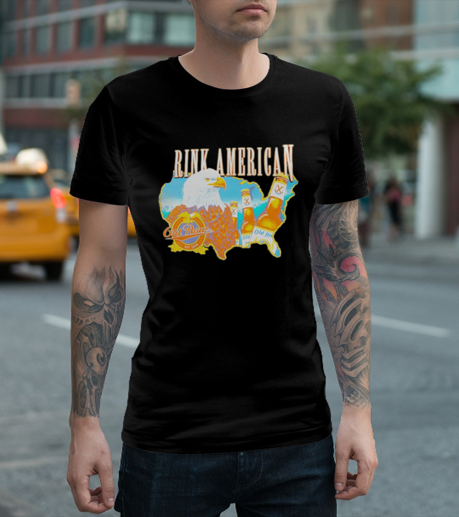 Old Row Drink American Bald Eagle Beer USA Map Rink American T-Shirt