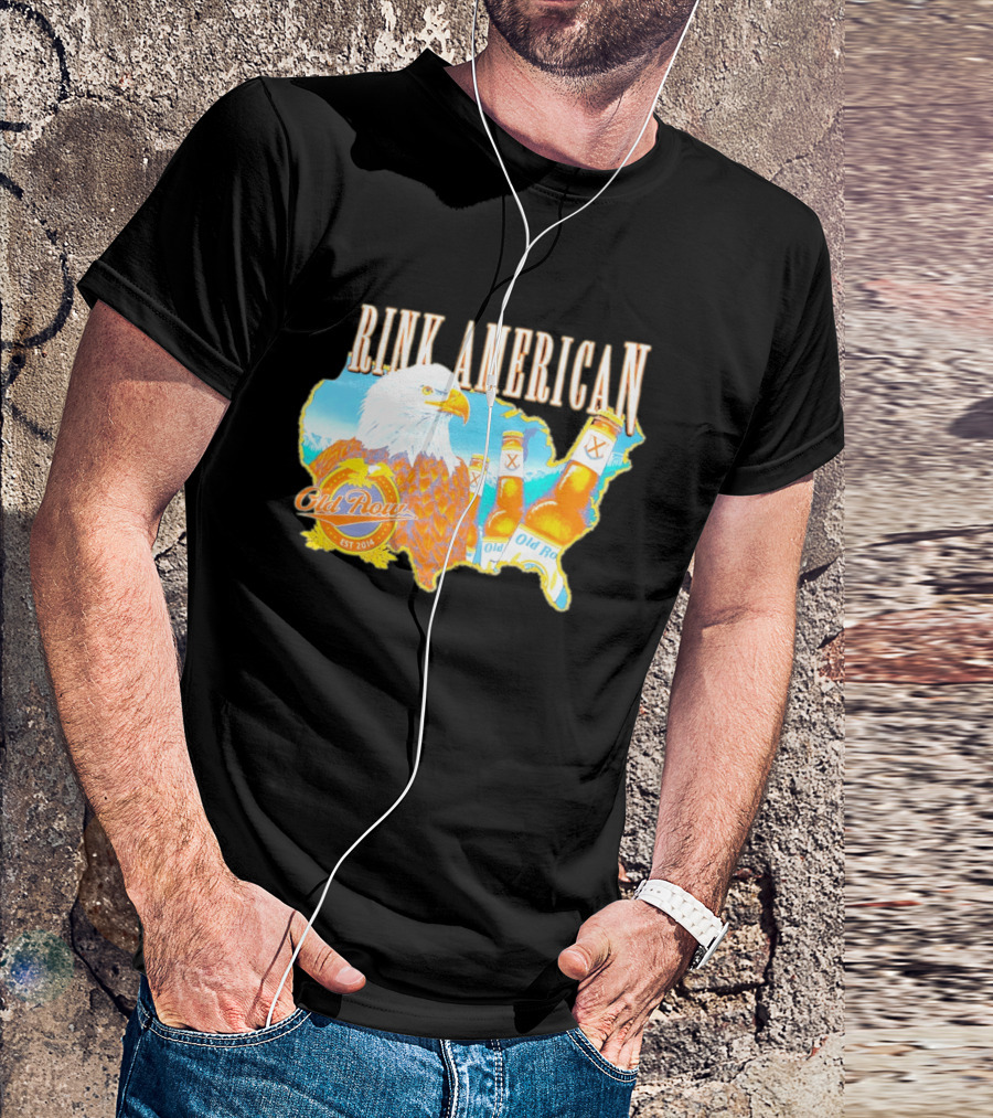 Old Row Drink American Bald Eagle Beer USA Map Rink American T-Shirt