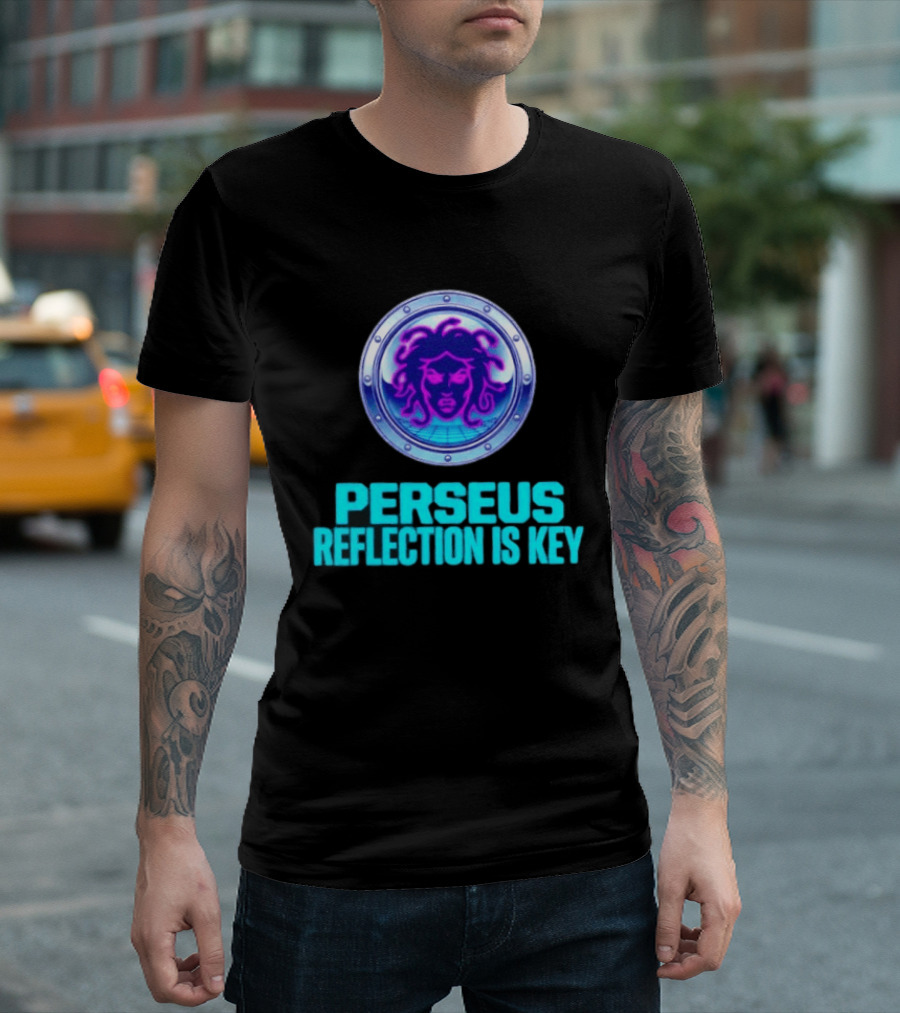 Perseus Reflection Is Key Medusa Mythology Greek Shield T-Shirt