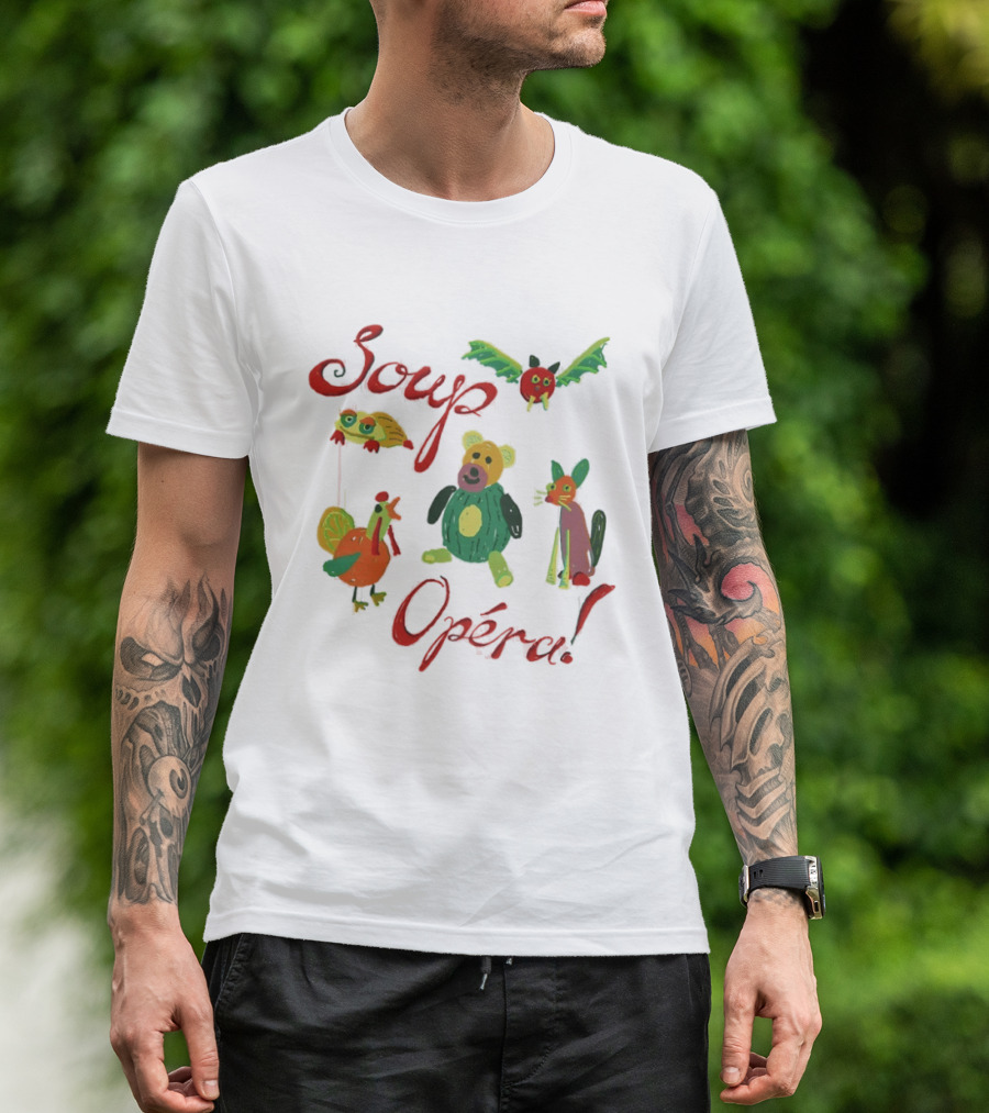 Soup Opéra Whimsical Animal Hand Drawn Playful Creatures T-Shirt