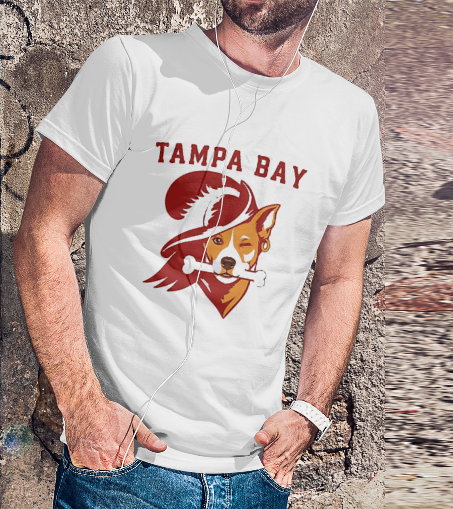 Tampa Bay Dog Pirate With Bone And Hat T-Shirt