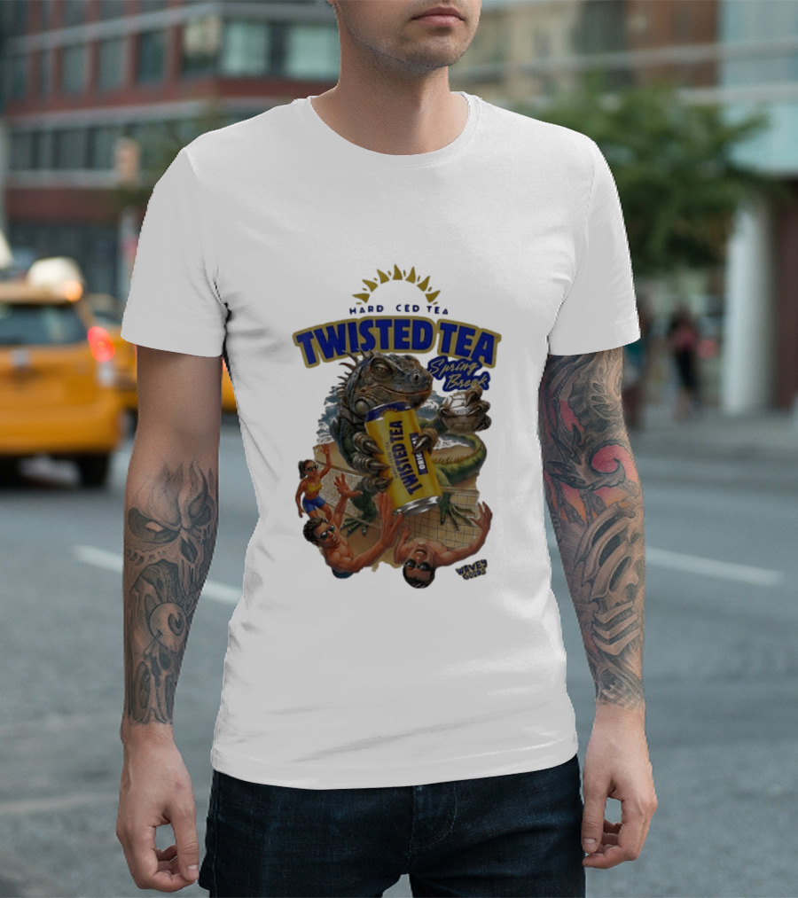 Twisted Tea Hard Iced Tea Spring Break Iguana Volleyball Wave Gods T-Shirt