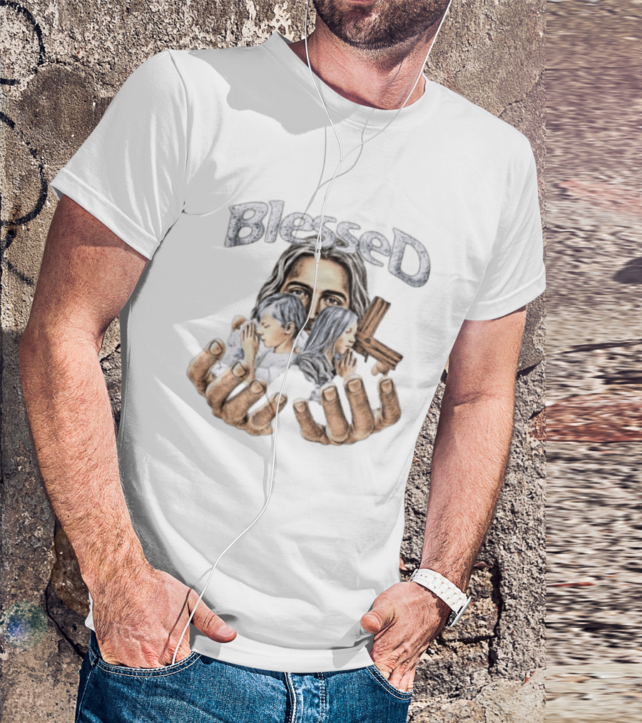 Blessed Jesus With Children And Cross In Hands T-Shirt