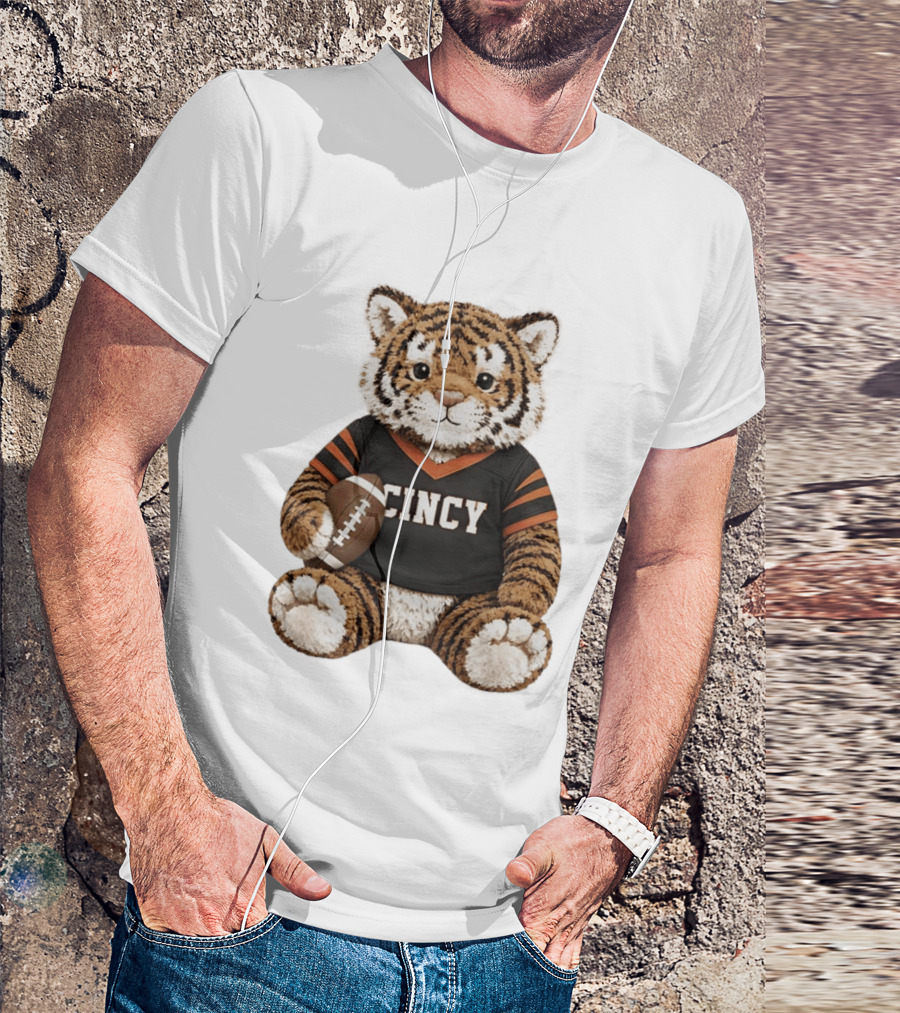 Cincy Bengals Tiger Stuffie With Football T-Shirt