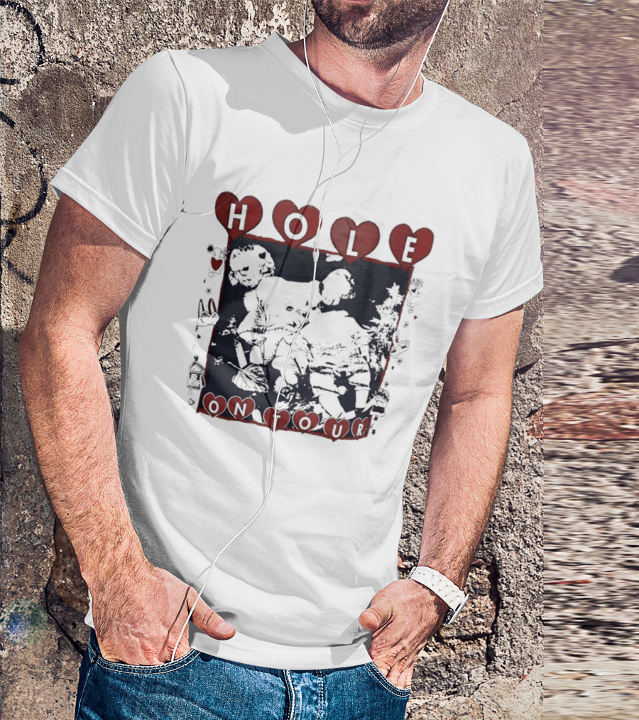 Hole Band Courtney Love On Tour Hearts T-Shirt