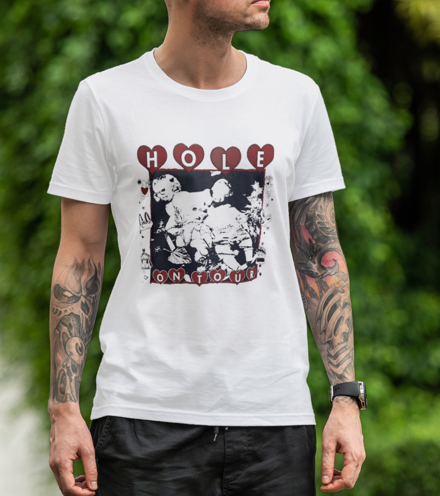 Hole Band Courtney Love On Tour Hearts T-Shirt