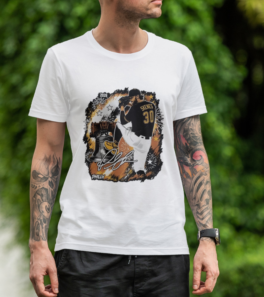 Paul Skenes 30 Pittsburgh Pirates Philly Liberty Bell 2026 Fireworks T-Shirt