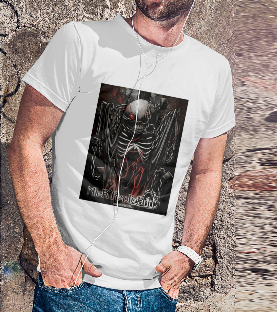 Nier Replicant Red Eye Skulls Chains Grim Aesthetic T-Shirt