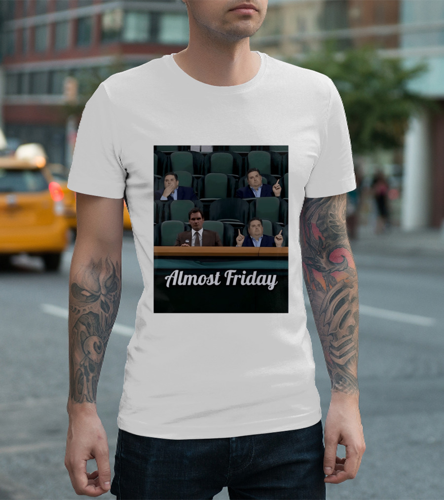 Almost Friday Brian Windhorst Meme Four Men In Stadium Seats T-Shirt