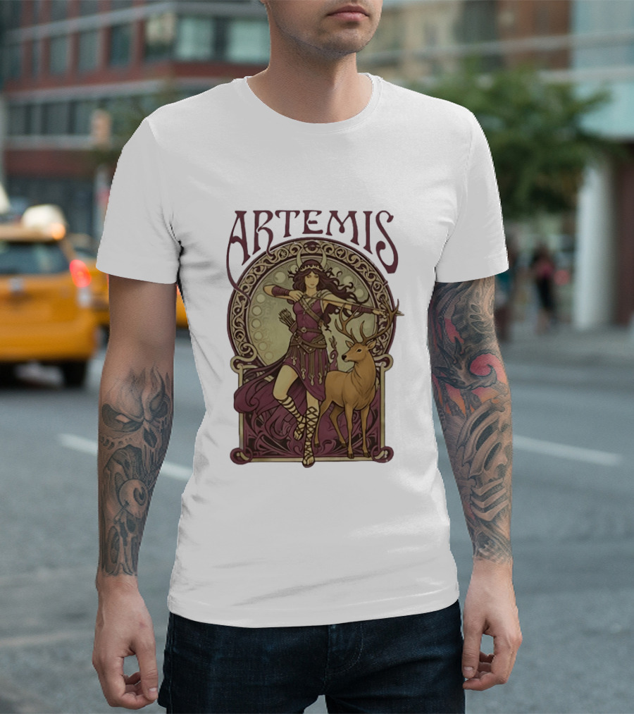 Artemis Greek Goddess Archer With Deer Mythology T-Shirt