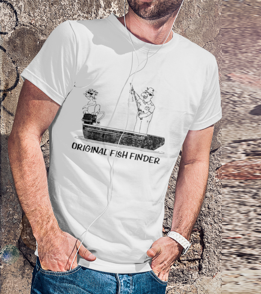 Original Fish Finder Fishing Fisherman Boat Scene T-Shirt