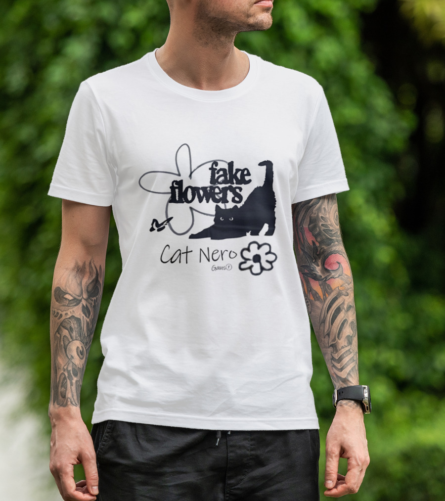 Cat Nero Fake Flowers Gains Floral Aesthetic Butterfly T-Shirt