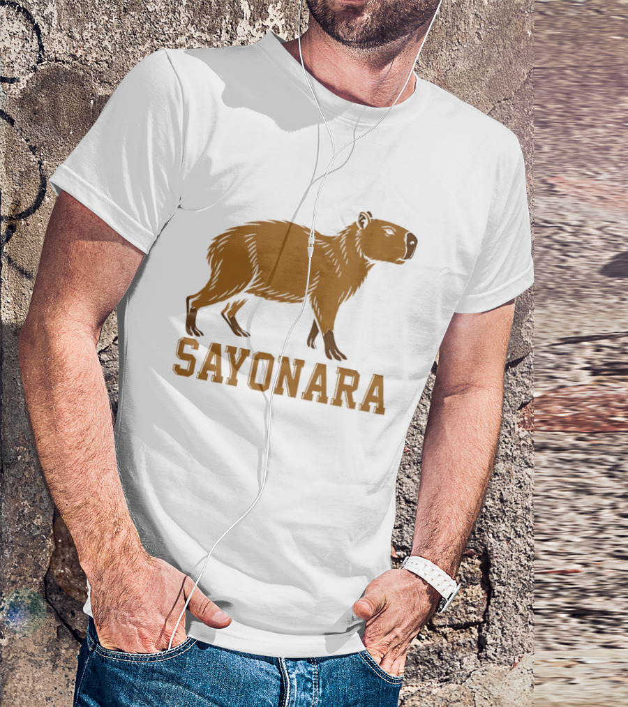 Sayonara Capybara Brown Rodent Farewell T-Shirt