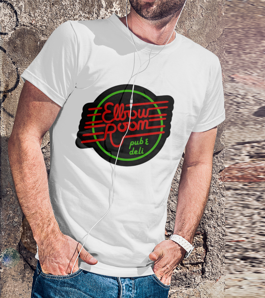 Elbow Room Pub And Deli Neon Sign Red And Green Circle T-Shirt