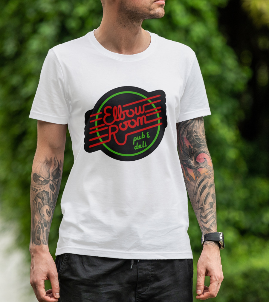 Elbow Room Pub And Deli Neon Sign Red And Green Circle T-Shirt