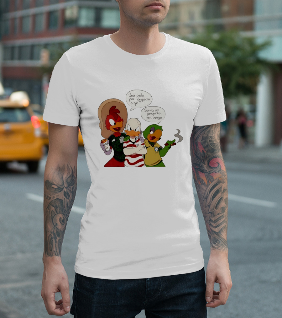 The Three Caballeros Panchito Pistoles Donald Duck José Carioca México USA Brazil Jerseys Soccer Fan Collection T-Shirt