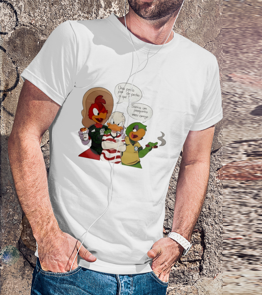 The Three Caballeros Panchito Pistoles Donald Duck José Carioca México USA Brazil Jerseys Soccer Fan Collection T-Shirt
