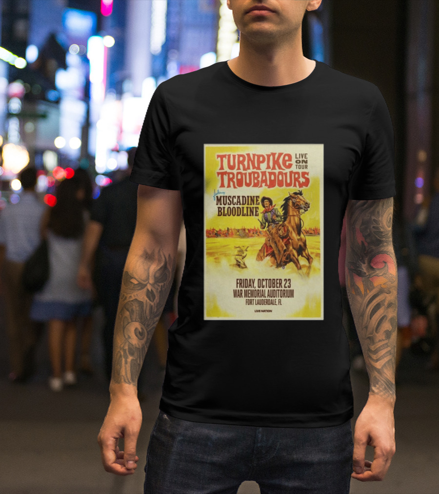 Turnpike Troubadours Live On Tour Featuring Muscadine Bloodline War Memorial Auditorium Fort Lauderdale October 23 T-Shirt