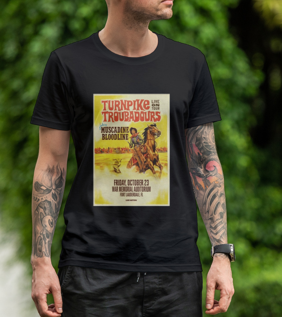 Turnpike Troubadours Live On Tour Featuring Muscadine Bloodline War Memorial Auditorium Fort Lauderdale October 23 T-Shirt