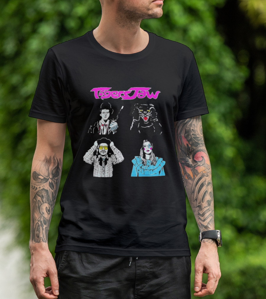 Tigers Jaw Band Members Indie Rock Retro Style Illustrated Portraits T-Shirt