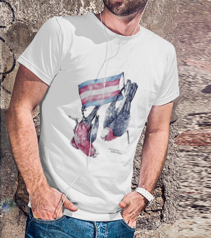 Trans Pride Flag Galah Parrots By Kayla Reay T-Shirt