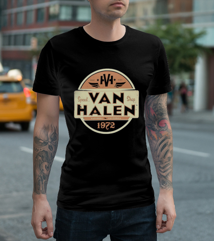 Van Halen Speed Shop Pasadena California 1972 T-Shirt