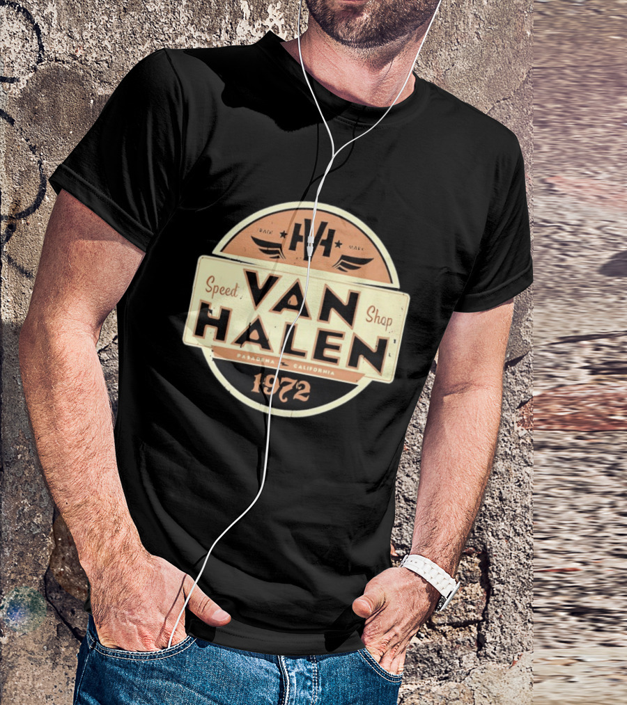 Van Halen Speed Shop Pasadena California 1972 T-Shirt