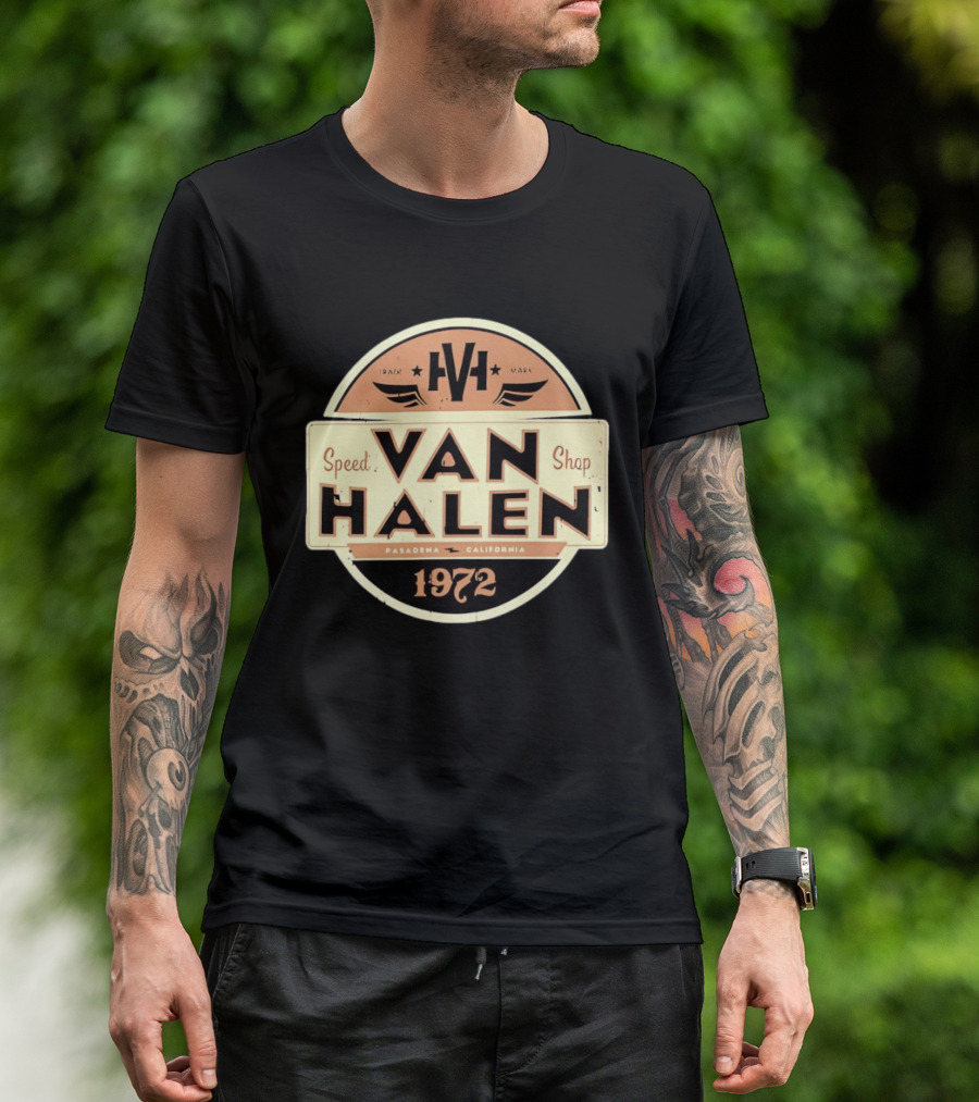 Van Halen Speed Shop Pasadena California 1972 T-Shirt