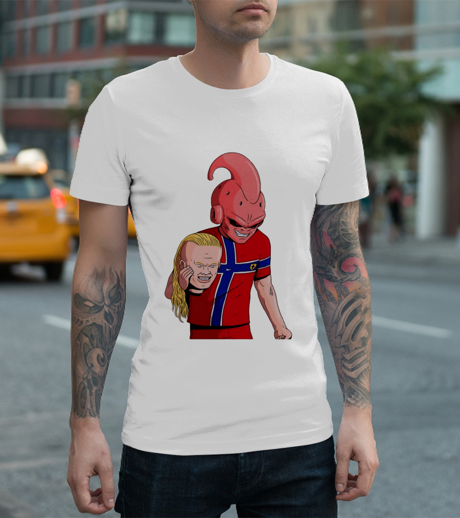 Majin Buu Holding Erling Haaland With Norway Football Jersey T-Shirt