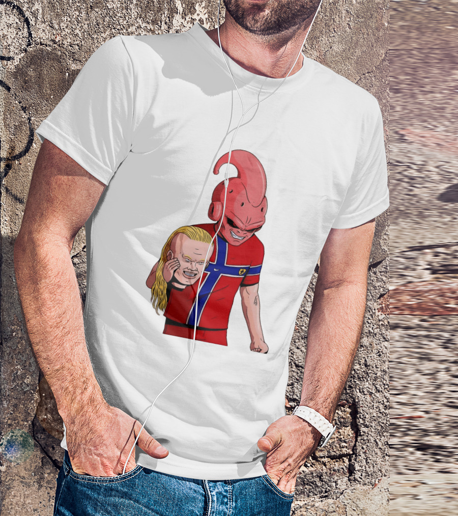 Majin Buu Holding Erling Haaland With Norway Football Jersey T-Shirt
