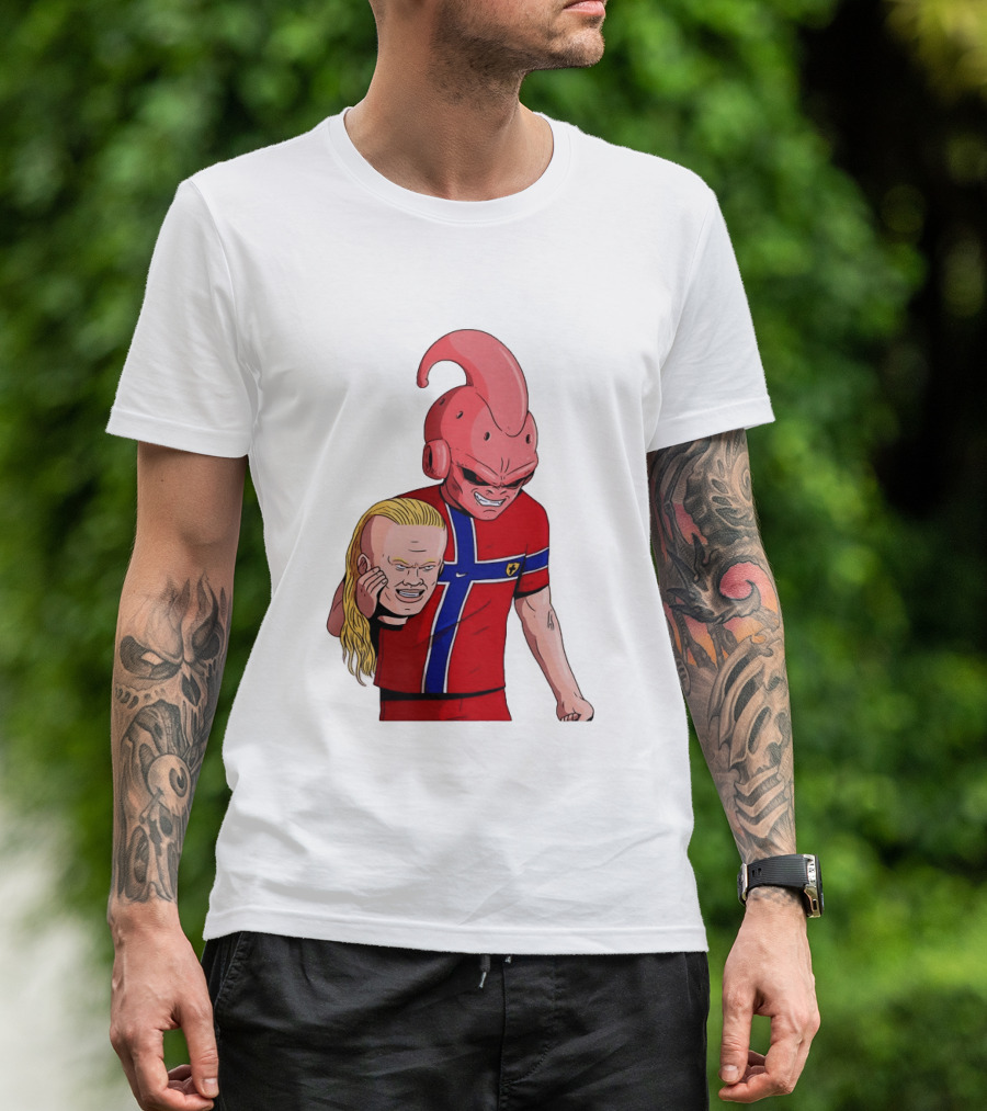 Majin Buu Holding Erling Haaland With Norway Football Jersey T-Shirt