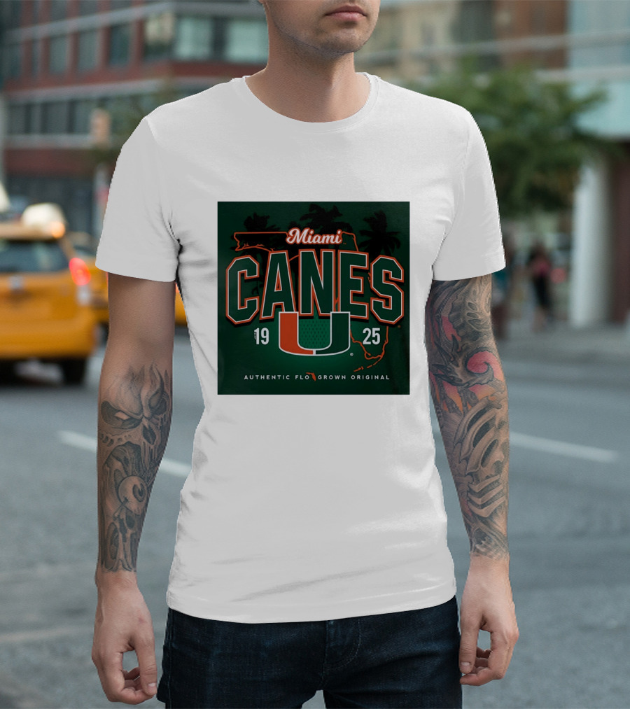 Miami Hurricanes Canes U Authentic Flo Grown 1925 Palm Trees T-Shirt
