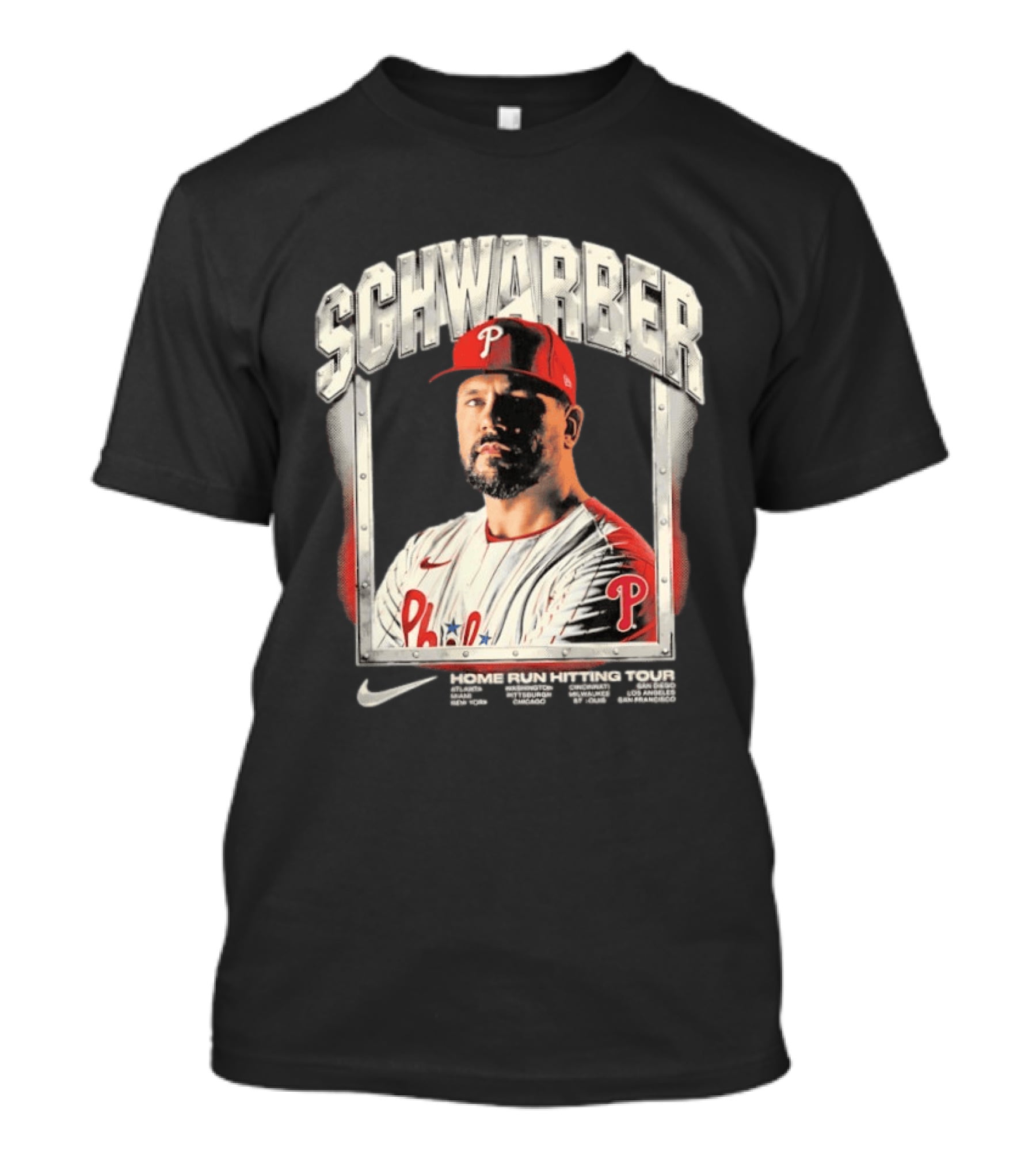 Philadelphia Phillies Kyle Schwarber Home Run Hitting Tour 2026 Nike Baseball T-Shirt