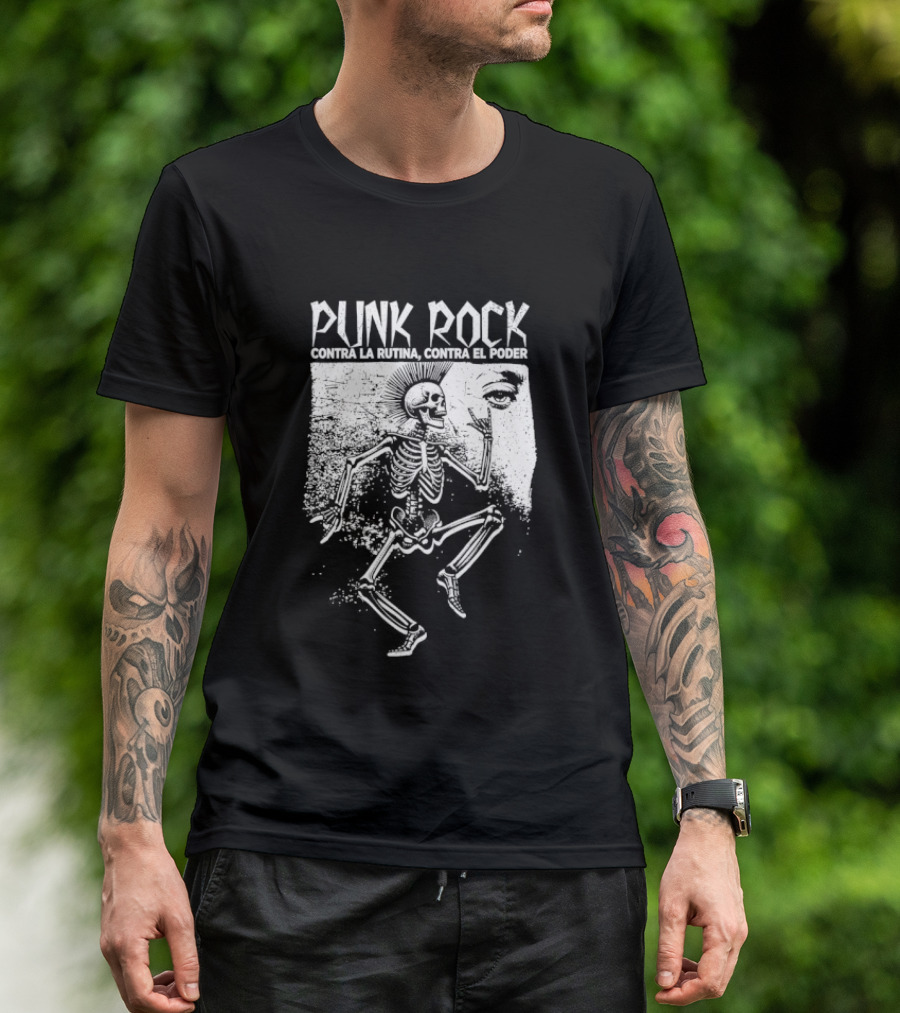 Punk Rock Contra La Rutina Contra El Poder Skeleton Dance T-Shirt