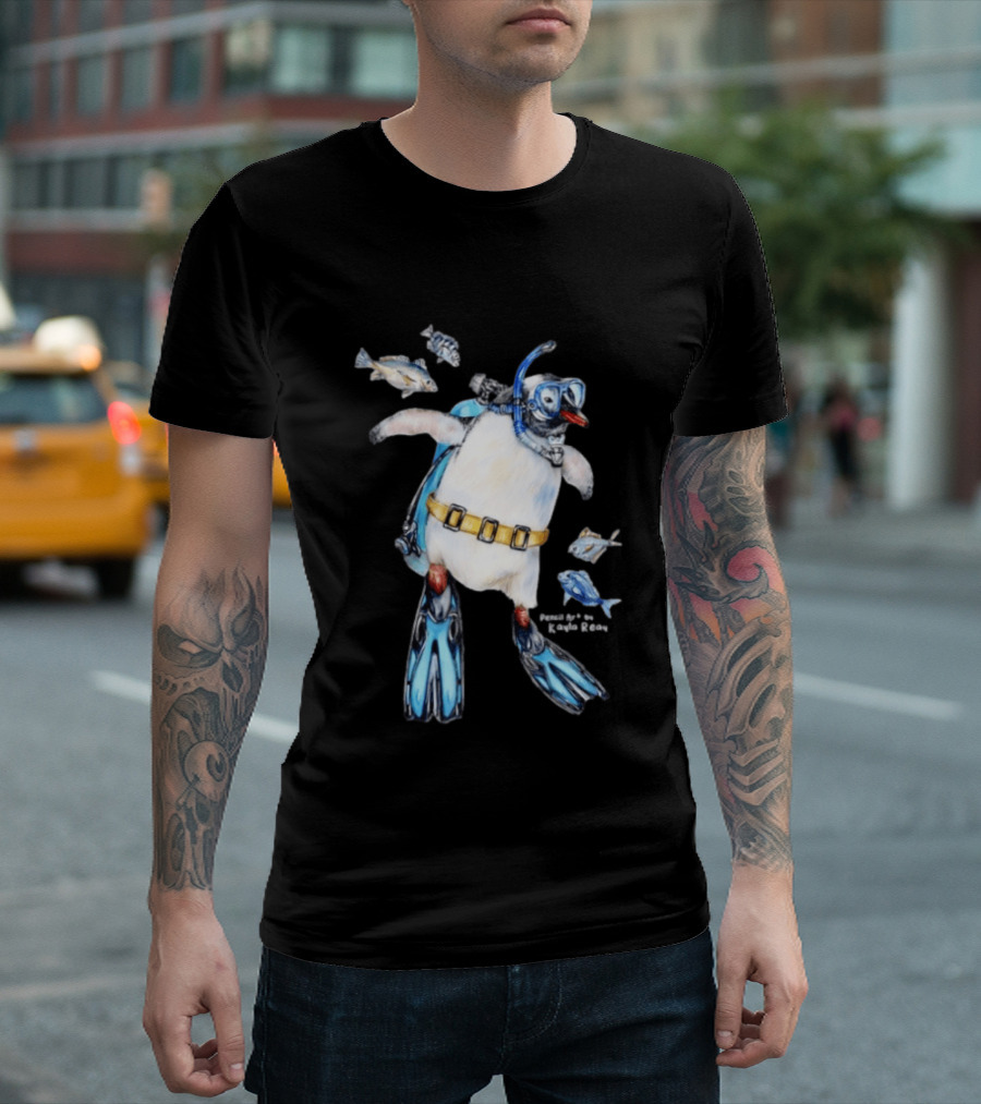 Sullivan The Scuba Diver Penguin By Kayla Reay T-Shirt