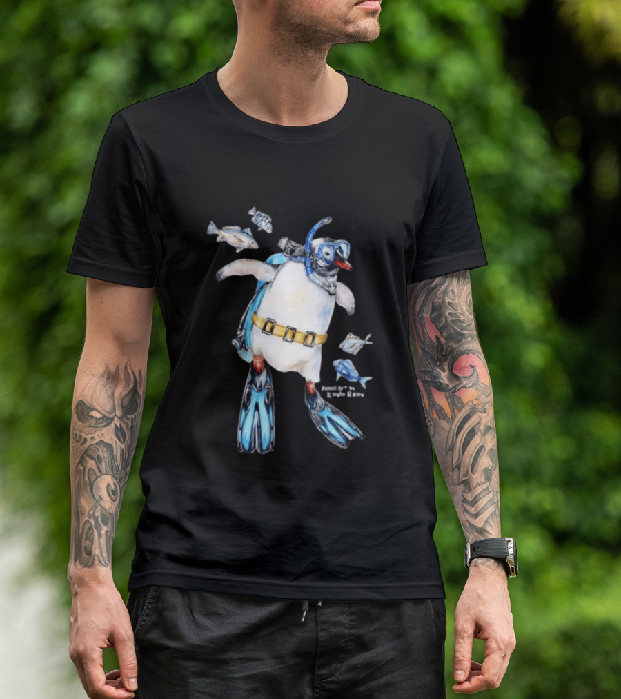 Sullivan The Scuba Diver Penguin By Kayla Reay T-Shirt