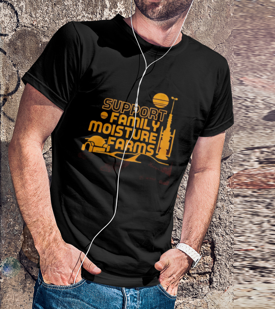 Support Family Moisture Farms Tatooine Landspeeder Sunset Scene T-Shirt