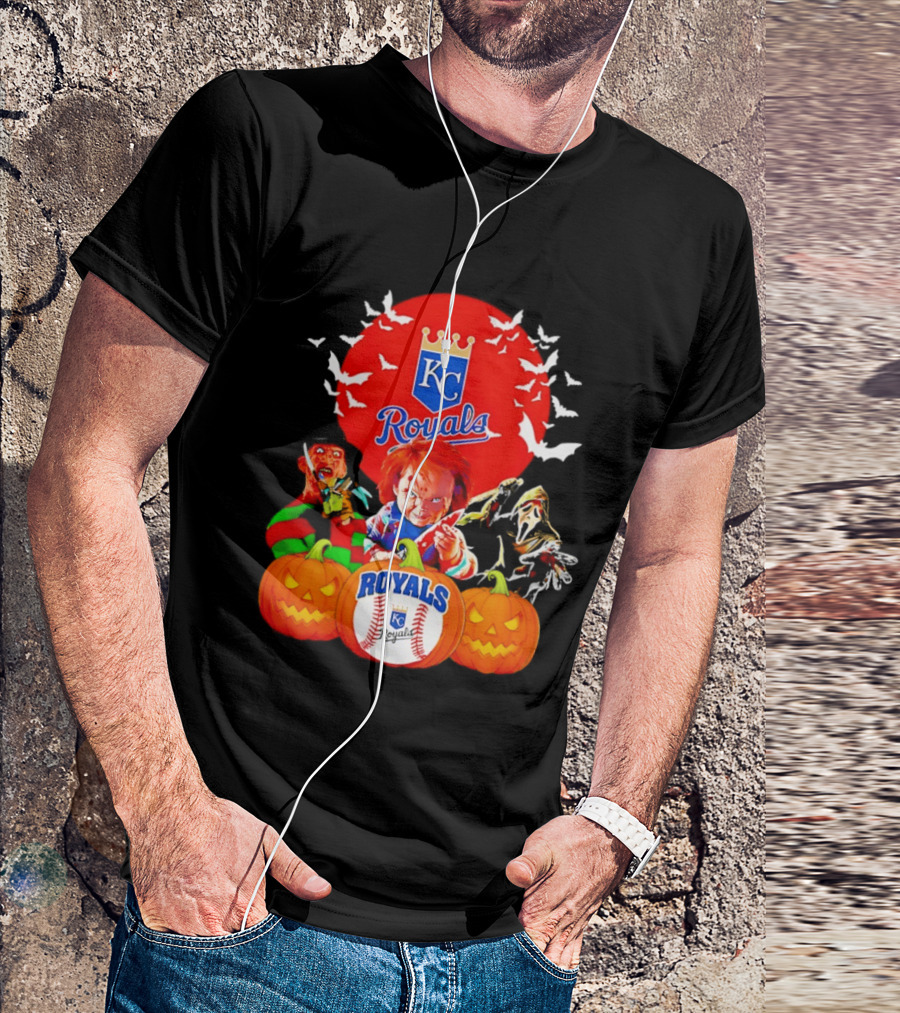 Kansas City Royals Halloween Freddy Krueger Chucky Ghostface T-Shirt