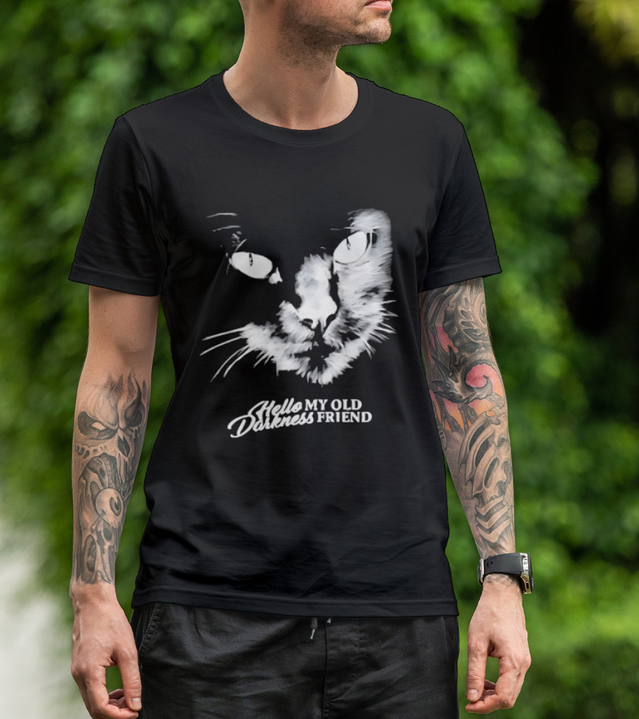 Hello Darkness My Old Friend Cat Face Simon And Garfunkel T-Shirt