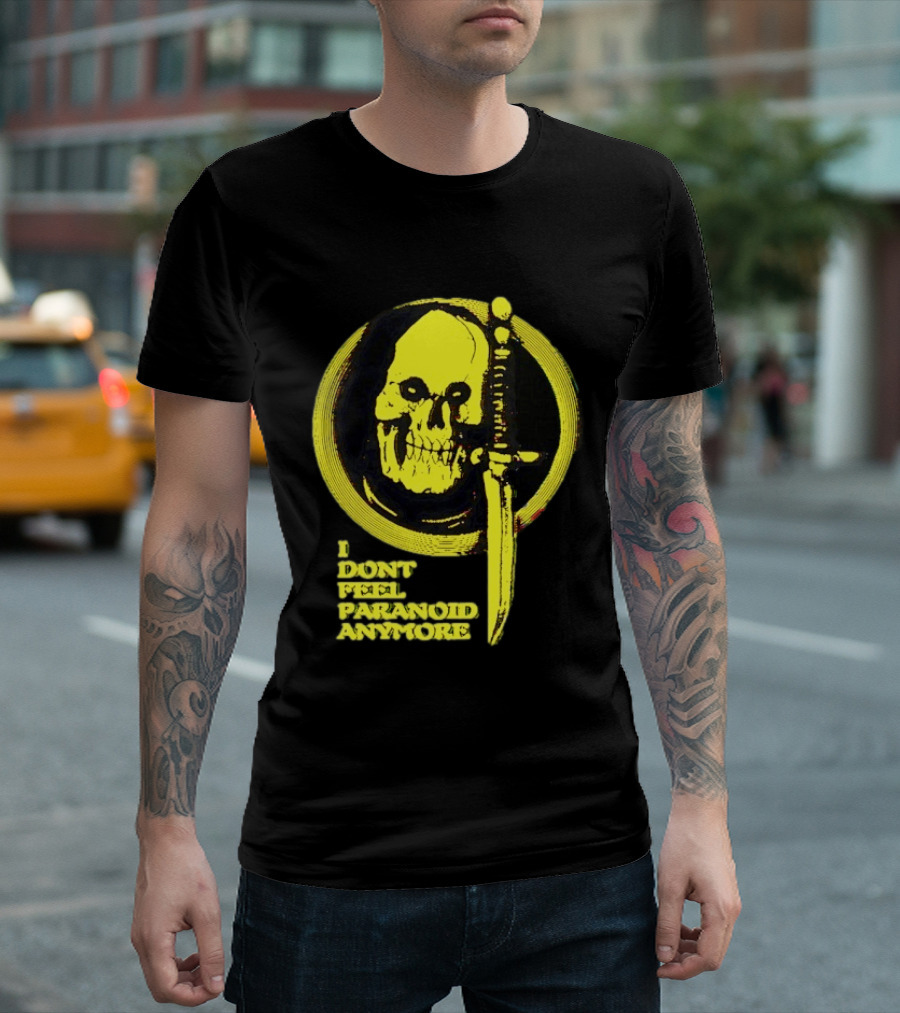 I Don't Feel Paranoid Anymore Skull Dagger Retro Horror Vibe T-Shirt