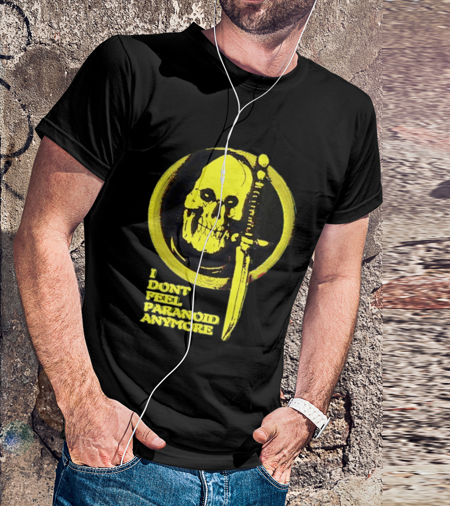 I Don't Feel Paranoid Anymore Skull Dagger Retro Horror Vibe T-Shirt