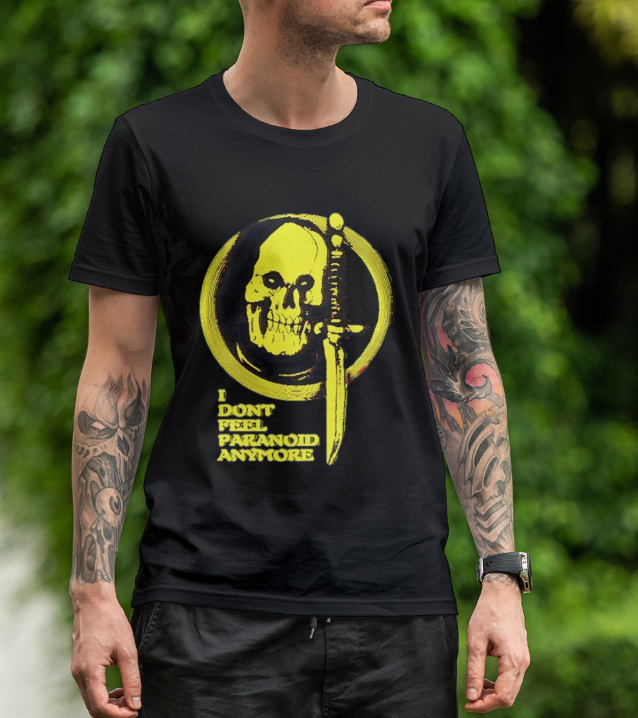 I Don't Feel Paranoid Anymore Skull Dagger Retro Horror Vibe T-Shirt